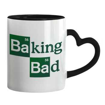 Baking Bad, Mug heart black handle, ceramic, 330ml
