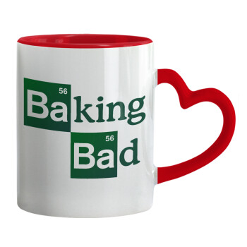 Baking Bad, Κούπα καρδιά χερούλι κόκκινη, κεραμική, 330ml