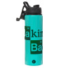 Metallic water bottle with safety lid, 850ml aluminum