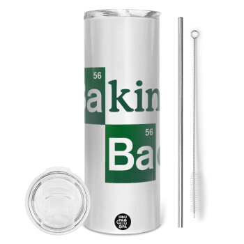 Baking Bad, Eco friendly stainless steel tumbler 600ml, with metal straw & cleaning brush