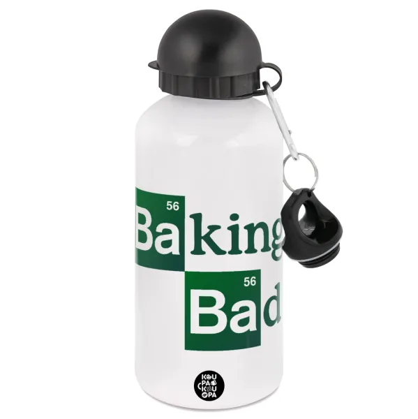 Baking Bad — Metal water bottle, White, aluminum 500ml