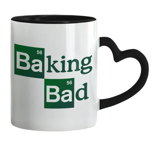 Baking Bad — Mug heart black handle, ceramic, 330ml