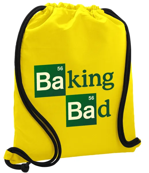 Baking Bad — Τσάντα πλάτης πουγκί GYMBAG Κίτρινη, με τσέπη (40x48cm) & χονδρά κορδόνια