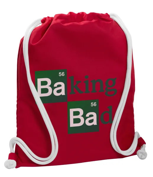 Baking Bad — Τσάντα πλάτης πουγκί GYMBAG Κόκκινη, με τσέπη (40x48cm) & χονδρά κορδόνια