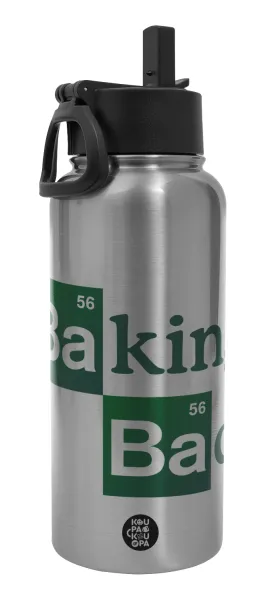 Baking Bad — Metal mug thermo Silver with Straw and Spout Lid (Stainless steel), double wall, 950ml