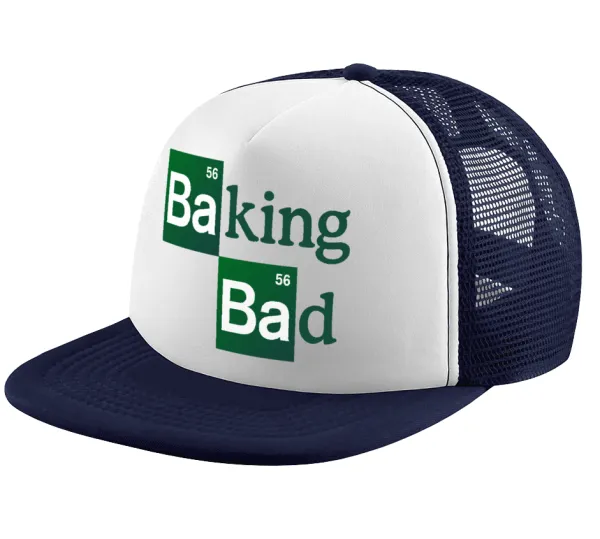 Baking Bad — Adult Soft Trucker Hat with Dark Blue/White Mesh (POLYESTER, ADULT, UNISEX, ONE SIZE)