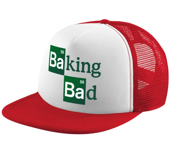 Baking Bad — Καπέλο παιδικό Soft Trucker με Δίχτυ ΚΟΚΚΙΝΟ/ΛΕΥΚΟ (POLYESTER, ΠΑΙΔΙΚΟ, ONE SIZE)