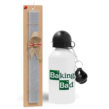 Baking Bad, Easter Set, metallic aluminum water bottle (500ml) & aromatic flat Easter candle (30cm) (GRAY)