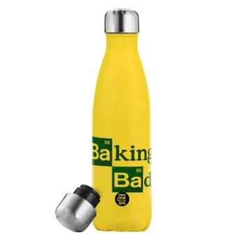 Baking Bad, Μεταλλικό παγούρι θερμός Κίτρινος (Stainless steel), διπλού τοιχώματος, 500ml
