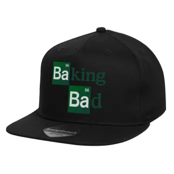 Baking Bad, Καπέλο παιδικό Flat Snapback, Μαύρο (100% ΒΑΜΒΑΚΕΡΟ, ΠΑΙΔΙΚΟ, UNISEX, ONE SIZE)