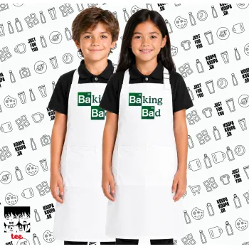 Baking Bad, Λευκή ΠΑΙΔΙΚΗ Ποδιά μακριά Σεφ ολόσωμη με τσέπες