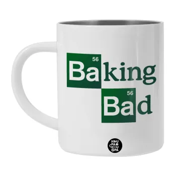 Baking Bad, Λευκή Ανοξείδωτη Μεταλλική Κούπα 450ml - Διπλού Τοιχώματος 