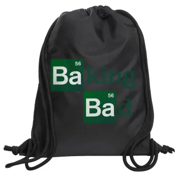 Baking Bad, Τσάντα πλάτης πουγκί GYMBAG Μαύρη, με τσέπη (40x48cm) & χονδρά κορδόνια