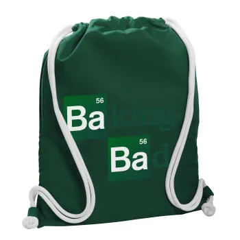 Baking Bad, Τσάντα πλάτης πουγκί GYMBAG BOTTLE GREEN, με τσέπη (40x48cm) & χονδρά λευκά κορδόνια