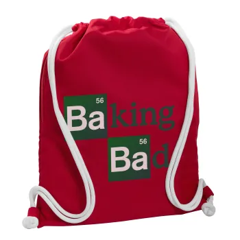 Baking Bad, Τσάντα πλάτης πουγκί GYMBAG Κόκκινη, με τσέπη (40x48cm) & χονδρά κορδόνια