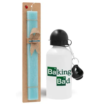 Baking Bad, Πασχαλινή Λαμπάδα με παγούρι μεταλλικό αλουμινίου (500ml) & λαμπάδα αρωματική πλακέ (30cm) (ΤΙΡΚΟΥΑΖ)