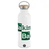Stainless steel White with wooden lid (bamboo), double wall, 750ml