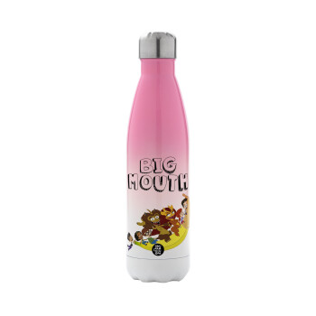 Big mouth, Metal mug thermos Pink/White (Stainless steel), double wall, 500ml