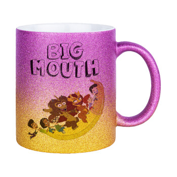 Big mouth, Κούπα Χρυσή/Ροζ Glitter, κεραμική, 330ml