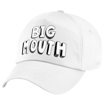 Big mouth, Καπέλο παιδικό Baseball, 100% Βαμβακερό Twill, Λευκό (ΒΑΜΒΑΚΕΡΟ, ΠΑΙΔΙΚΟ, UNISEX, ONE SIZE)