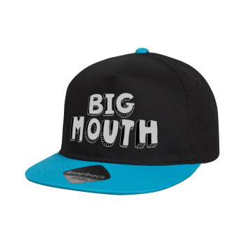 Big mouth, Καπέλο παιδικό Flat Snapback, Μαύρο/Μπλε (100% ΒΑΜΒΑΚΕΡΟ, ΠΑΙΔΙΚΟ, UNISEX, ONE SIZE)