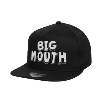 Big mouth, Καπέλο παιδικό Flat Snapback, Μαύρο (100% ΒΑΜΒΑΚΕΡΟ, ΠΑΙΔΙΚΟ, UNISEX, ONE SIZE)