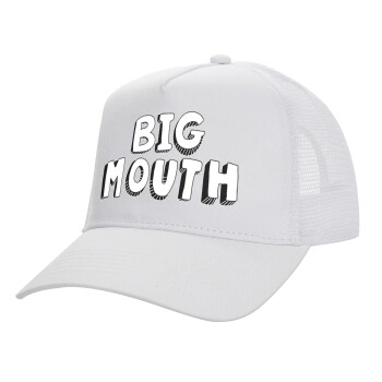 Big mouth, Καπέλο Ενηλίκων Structured Trucker, με Δίχτυ, ΛΕΥΚΟ (100% ΒΑΜΒΑΚΕΡΟ, ΕΝΗΛΙΚΩΝ, UNISEX, ONE SIZE)