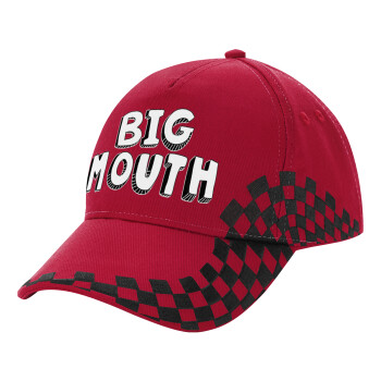 Big mouth, Καπέλο Ενηλίκων Ultimate ΚΟΚΚΙΝΟ/ΜΑΥΡΟ RACING με Σκρατς, (100% ΒΑΜΒΑΚΕΡΟ DRILL, ΕΝΗΛΙΚΩΝ, UNISEX, ONE SIZE)