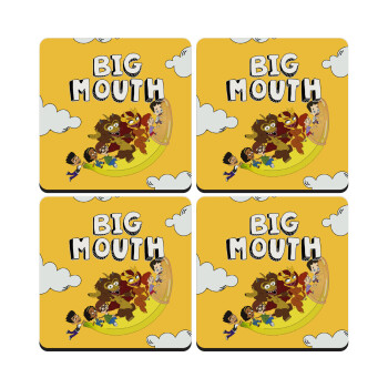 Big mouth, ΣΕΤ 4 Σουβέρ ξύλινα τετράγωνα (9cm)