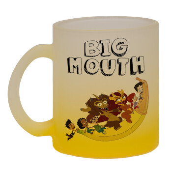 Big mouth, Κούπα γυάλινη δίχρωμη με βάση το κίτρινο ματ, 330ml