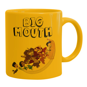 Big mouth, Ceramic coffee mug yellow, 330ml (1pcs)
