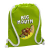 Backpack bag GYMBAG LIME GREEN, with pocket (40x48cm) & thick cords