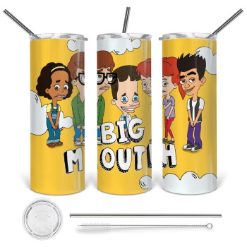 Big mouth, 360 Eco friendly stainless steel tumbler 600ml, with metal straw & cleaning brush