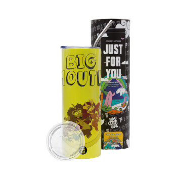 Big mouth, Neon Yellow Travel Tumbler θερμό, μεταλλικό καλαμάκι(Ανωξείδωτο 304 Food grade, BPA free, 600ml)