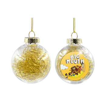Big mouth, Χριστουγεννιάτικη μπάλα δένδρου διάφανη με χρυσό γέμισμα 8cm