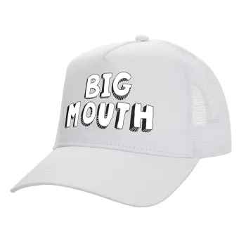 Big mouth, Καπέλο Ενηλίκων Structured Trucker, με Δίχτυ, ΛΕΥΚΟ (100% ΒΑΜΒΑΚΕΡΟ, ΕΝΗΛΙΚΩΝ, UNISEX, ONE SIZE)