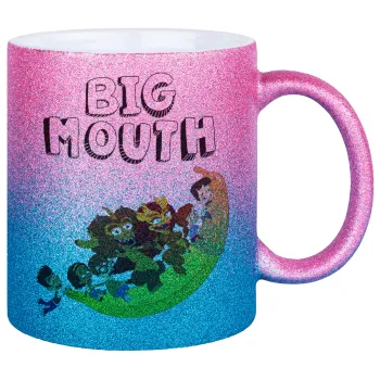 Big mouth, Κούπα Χρυσή/Μπλε Glitter, κεραμική, 330ml