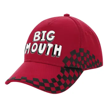 Big mouth, Καπέλο Ενηλίκων Ultimate ΚΟΚΚΙΝΟ/ΜΑΥΡΟ RACING με Σκρατς, (100% ΒΑΜΒΑΚΕΡΟ DRILL, ΕΝΗΛΙΚΩΝ, UNISEX, ONE SIZE)