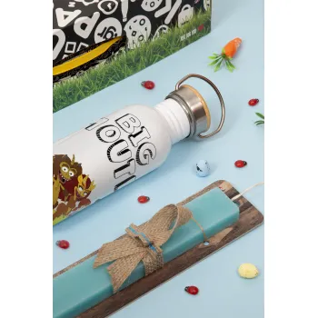 Big mouth, Πασχαλινή Λαμπάδα με παγούρι μεταλλικό (620ml, stainless steel) & κερί αρωματικό πλακέ (30cm) (ΤΙΡΚΟΥΑΖ)