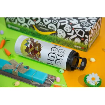 Big mouth, Easter candle,Travel Tumbler 2 Lids, with metal straw & cleaning brush & aromatic flat candle (30cm) (BLUE)