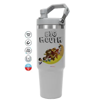 Big mouth, GREY color, 890ml (30oz) stainless Steel Tumbler with Handle