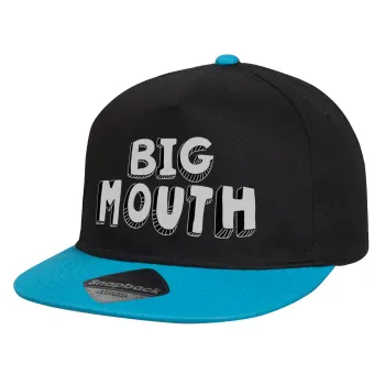 Big mouth, Child's Flat Snapback Hat, Black/Blue (100% COTTON, CHILD, UNISEX, ONE SIZE)