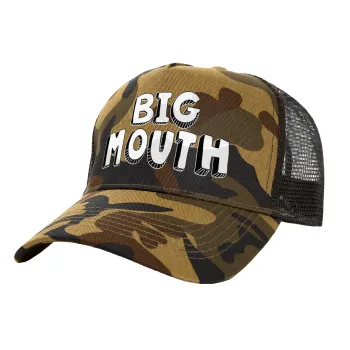 Big mouth, Adult Structured Trucker Hat, with Mesh, (Camouflage) Army (100% COTTON, ADULT, UNISEX, ONE SIZE)