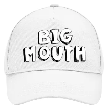 Big mouth, Adult Baseball Cap, Drill, White (100% COTTON, ADULT, UNISEX, ONE SIZE)