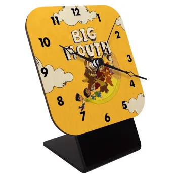 Big mouth, Quartz Table clock in natural wood (10cm)