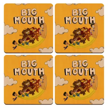 Big mouth, ΣΕΤ x4 Σουβέρ ξύλινα τετράγωνα plywood (9cm)