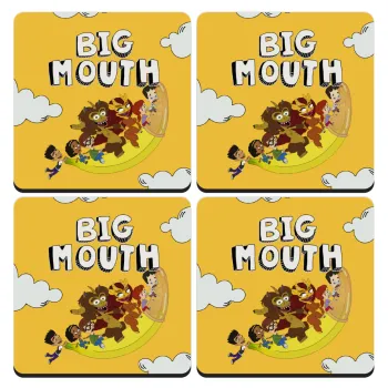Big mouth, ΣΕΤ 4 Σουβέρ ξύλινα τετράγωνα (9cm)