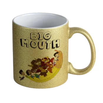 Big mouth, Κούπα Χρυσή Glitter που γυαλίζει, κεραμική, 330ml