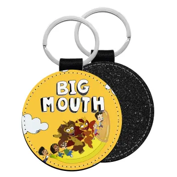 Big mouth, Μπρελόκ Δερματίνη, στρογγυλό ΜΑΥΡΟ (5cm)