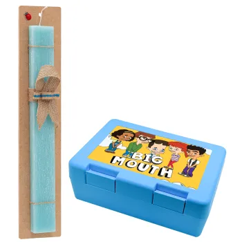 Big mouth, Easter Set, children's snack container BLUE & Easter aromatic flat candle (30cm) (TURQUOISE)